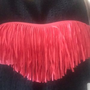 NWT L*Space Coral Fringe Bandeau Top